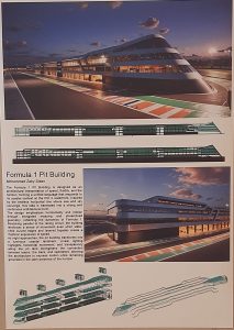 Karya mahasiswa Arsitektur ITI berupa desain Formula 1 Pit Building yang dipamerkan pada AFAIR UI 2026